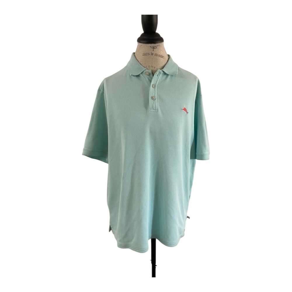 Tommy Bahama Polo Shirt Mens Large Blue Island Zone Supima Short Sleeve
